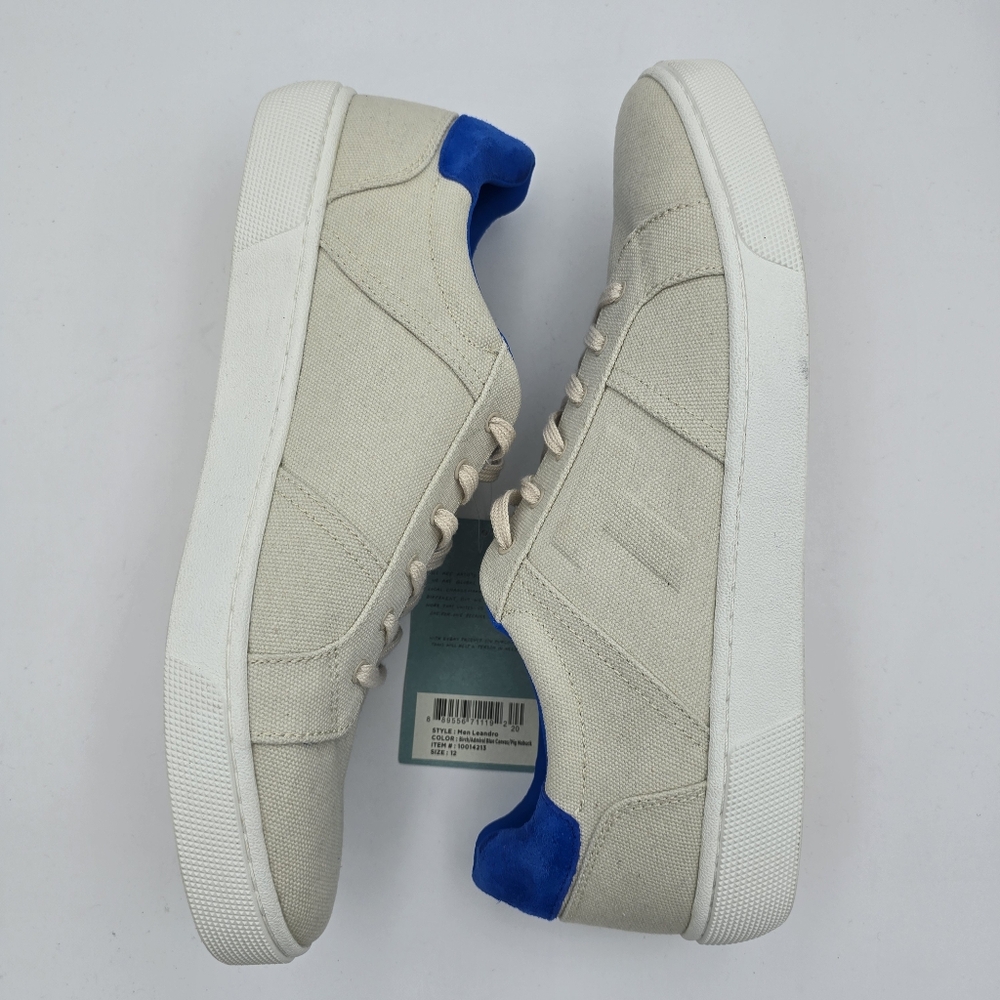 NWT TOMS Men's Leandro Brich/Admiral Blue Canvas/Pig Nubuck Lace-up Sneakers, 12 - Picture 16 of 16
